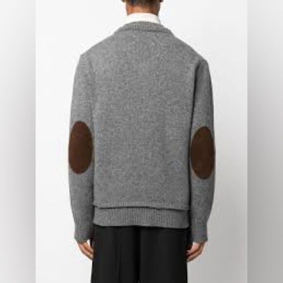 CHAPS XL Unisex Faux Suede Elbow Patch Button Sweater - Picture 13 of 14